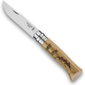 Нож Opinel №8, нержавеющая сталь, рукоять дуб, гравировка сурок